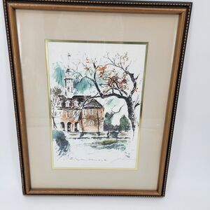 Vintage John Haymson Signed Watercolor The Capital Williamsburg VA Art
